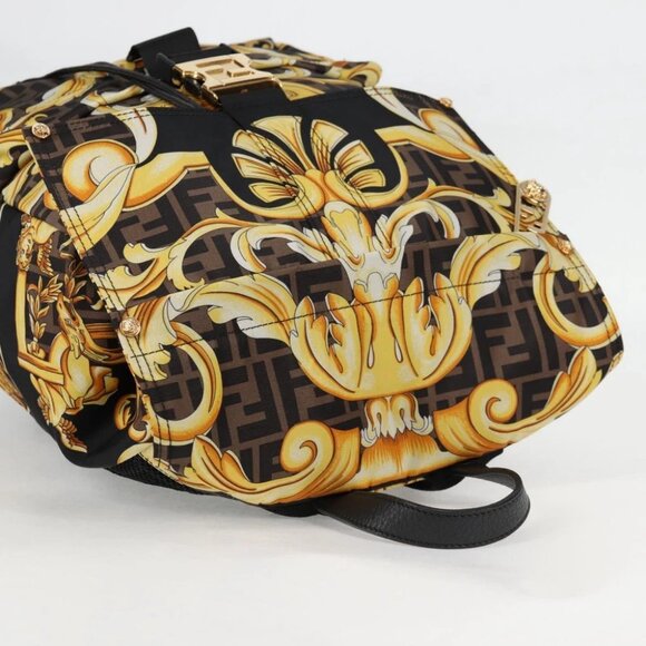 FENDI Zucca Canvas FENDACE Versace Collaboration Backpack Black - Picture 5 of 15